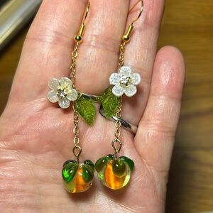 3/$25 Floral Drop Earrings with Orange and Green Accents